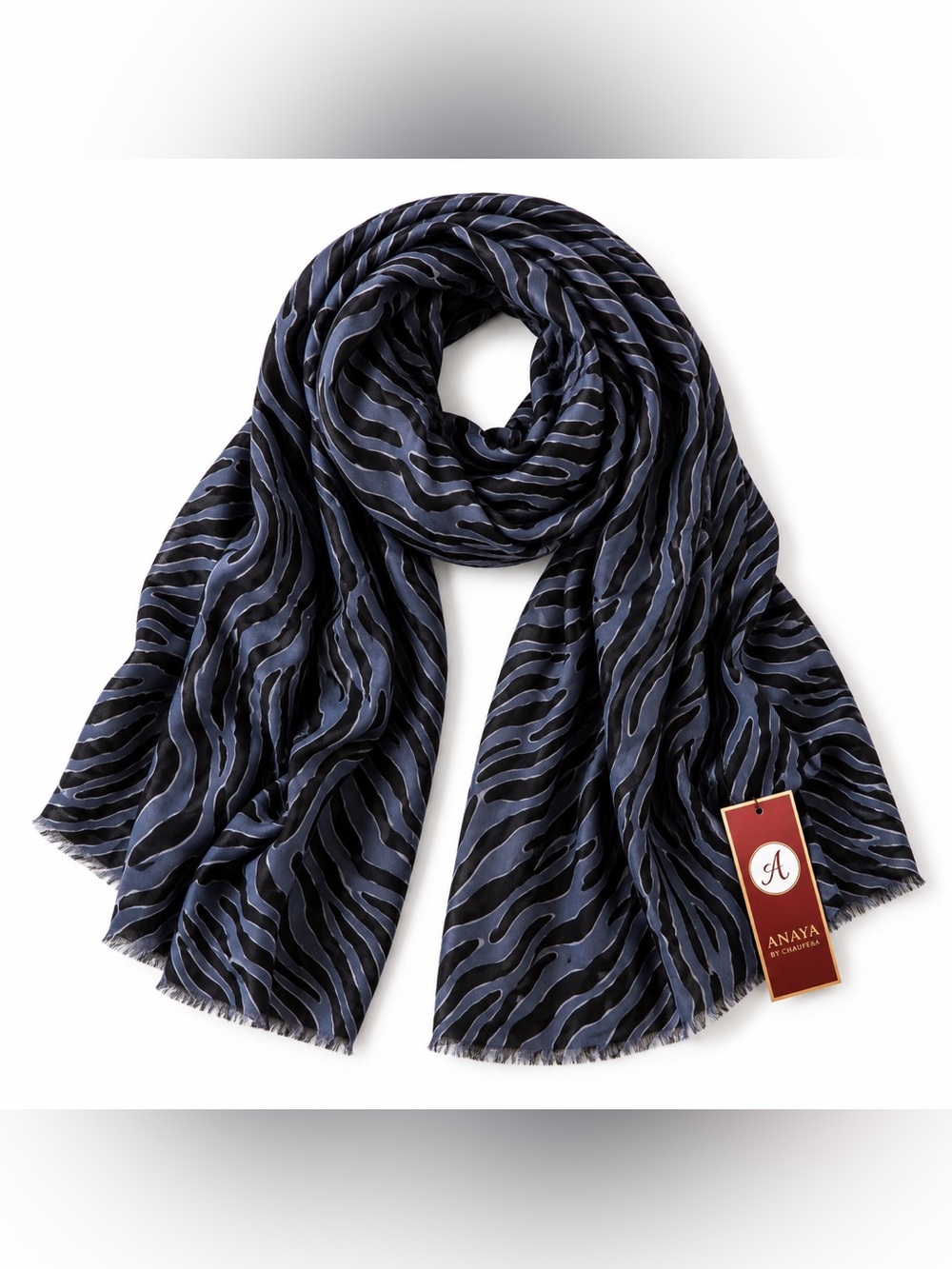 Navy & Black Zebra-Pattern Men's Scarf
